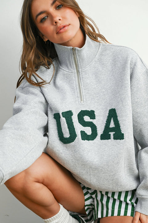 Quarter Zip Long Sleeve Sweatshirt
