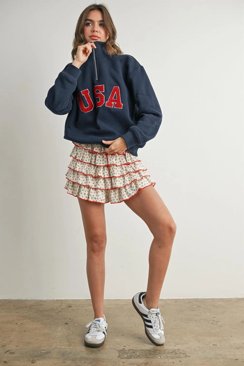 Quarter Zip Long Sleeve Sweatshirt