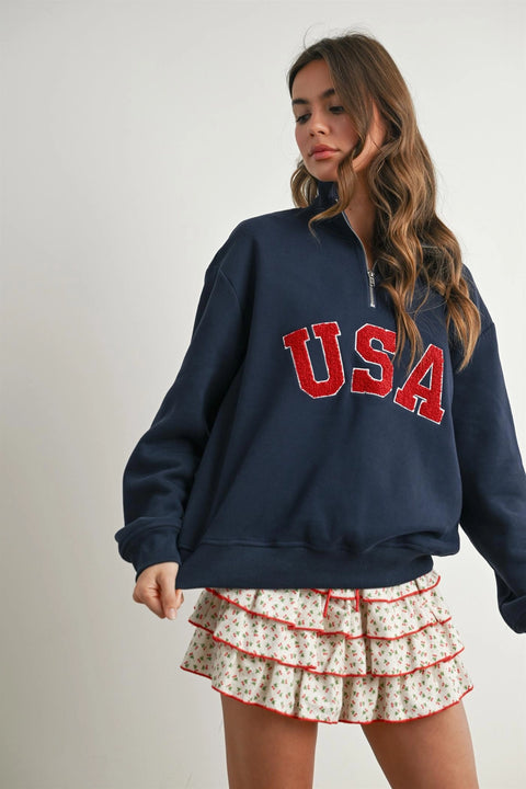 Quarter Zip Long Sleeve Sweatshirt