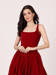 Quest Velvet Corset Mini Dress in Red