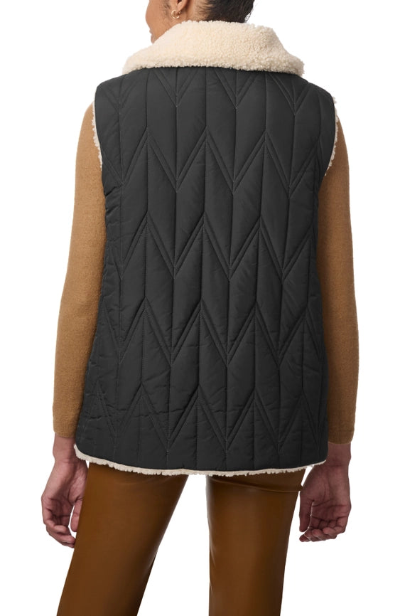 Quilted Faux Fur Lined Vest Black-Vest-Bernardo-XS-Black-Urbanheer