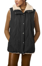 Quilted Faux Fur Lined Vest Black-Vest-Bernardo-XS-Black-Urbanheer