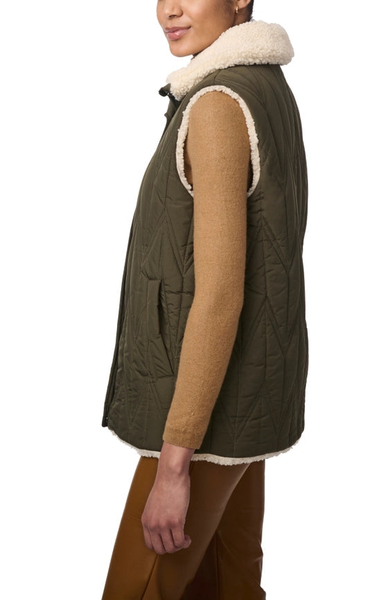 Quilted Faux Fur Lined Vest Olive-Vest-Bernardo-XS-Olive-Urbanheer