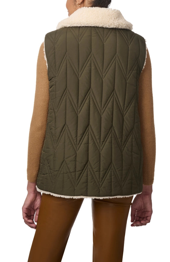 Quilted Faux Fur Lined Vest Olive-Vest-Bernardo-XS-Olive-Urbanheer