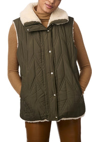Quilted Faux Fur Lined Vest Olive-Vest-Bernardo-XS-Olive-Urbanheer