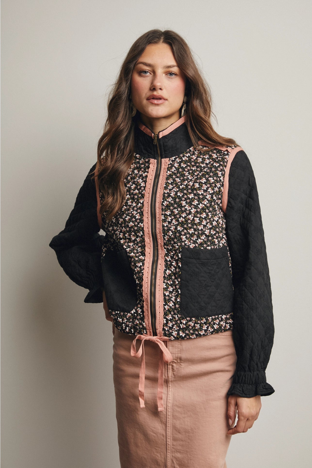 Quilted Floral Zip Jacket