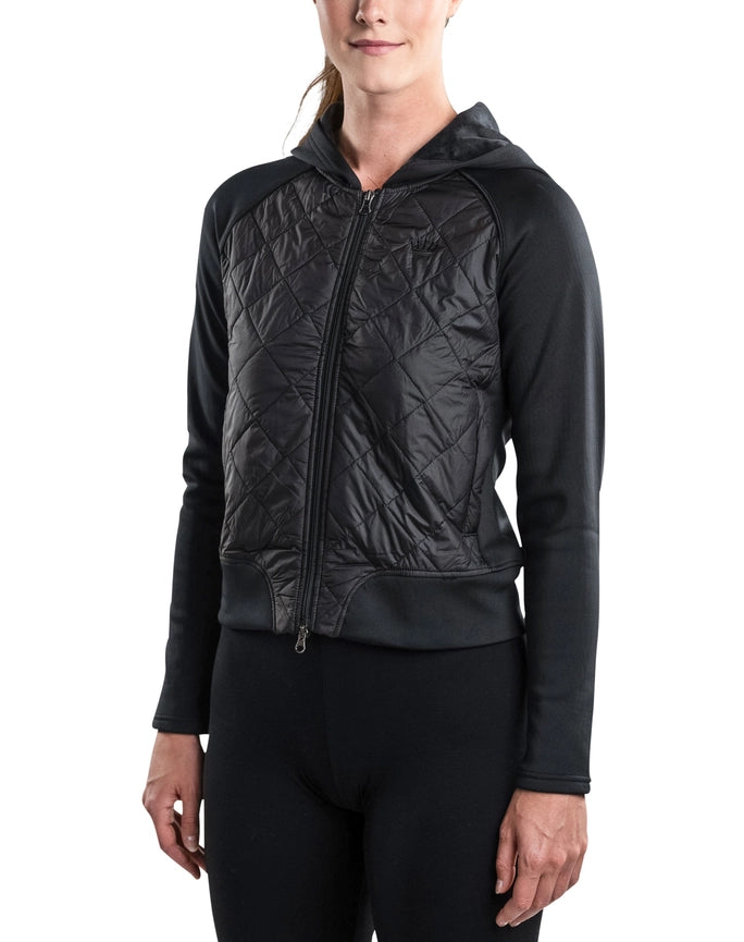 Quilted Front Black Hooded Bomber Jacket-Jackets-Bluivy-XXS-Urbanheer