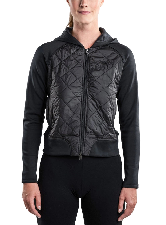 Quilted Front Black Hooded Bomber Jacket-Jackets-Bluivy-XXS-Urbanheer