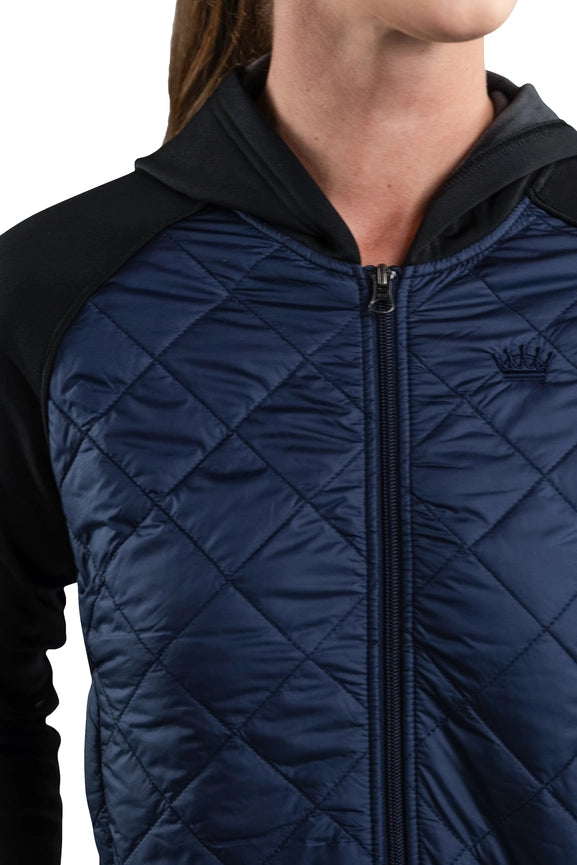 Quilted Front Navy Hooded Bomber Jacket-Jackets-Bluivy-XXS-Urbanheer