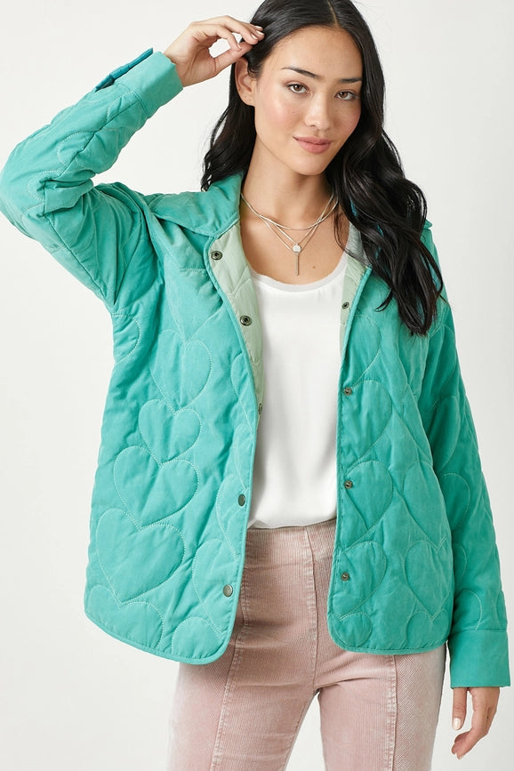 Quilted Heart Padded Jacket Jade-Jacket-Mystree-S-Jade-Urbanheer