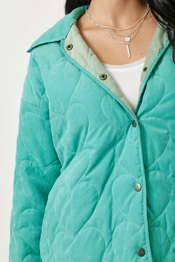 Quilted Heart Padded Jacket Jade-Jacket-Mystree-S-Jade-Urbanheer