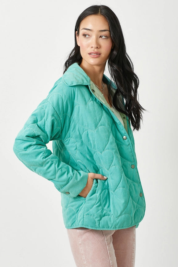 Quilted Heart Padded Jacket Jade-Jacket-Mystree-S-Jade-Urbanheer