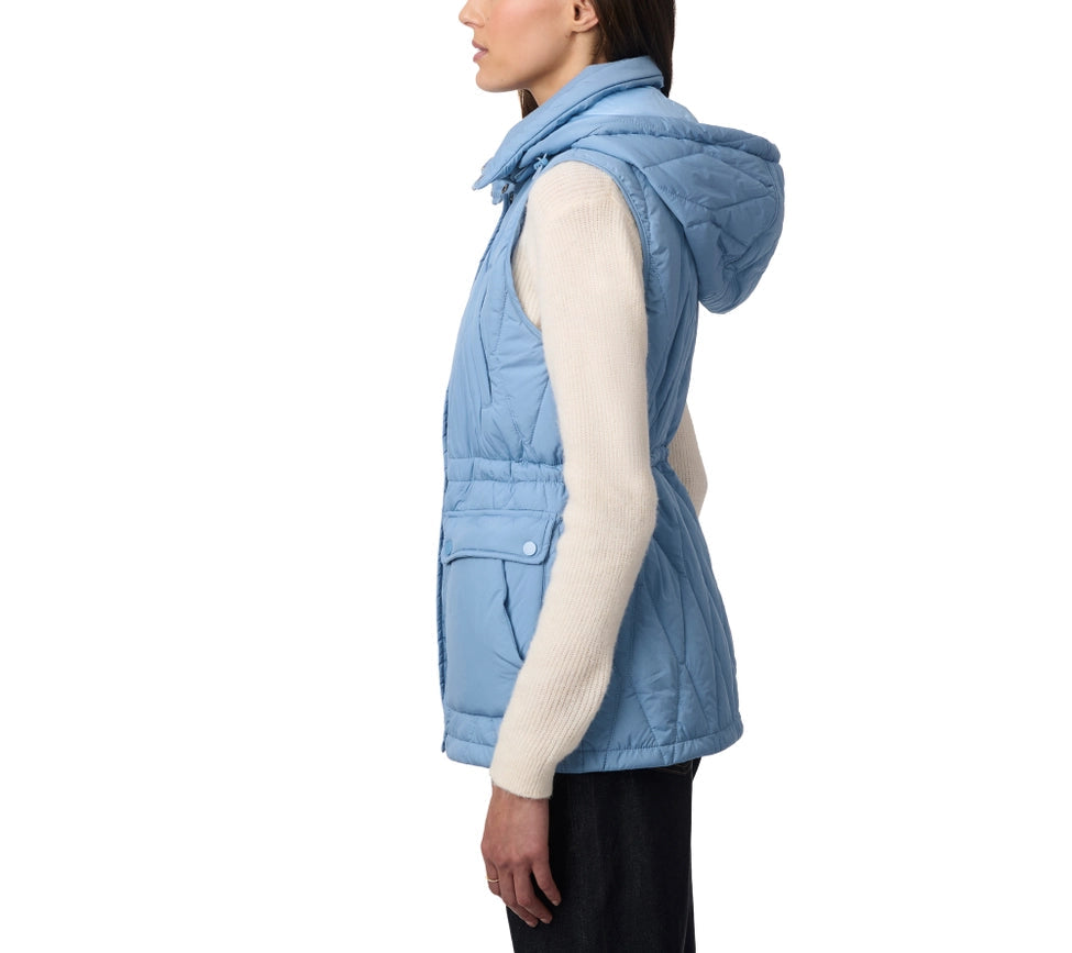 Quilted Puffer Vest with Patch Pockets Aqua Blue from Bernardo Urbanheer