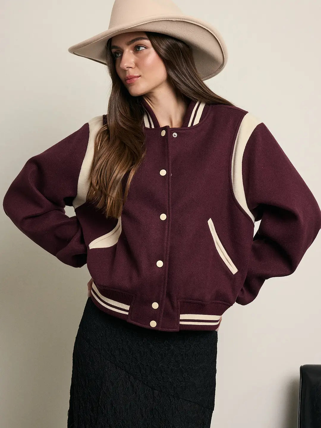 Quilting Vintage Varsity Bomber Jacket