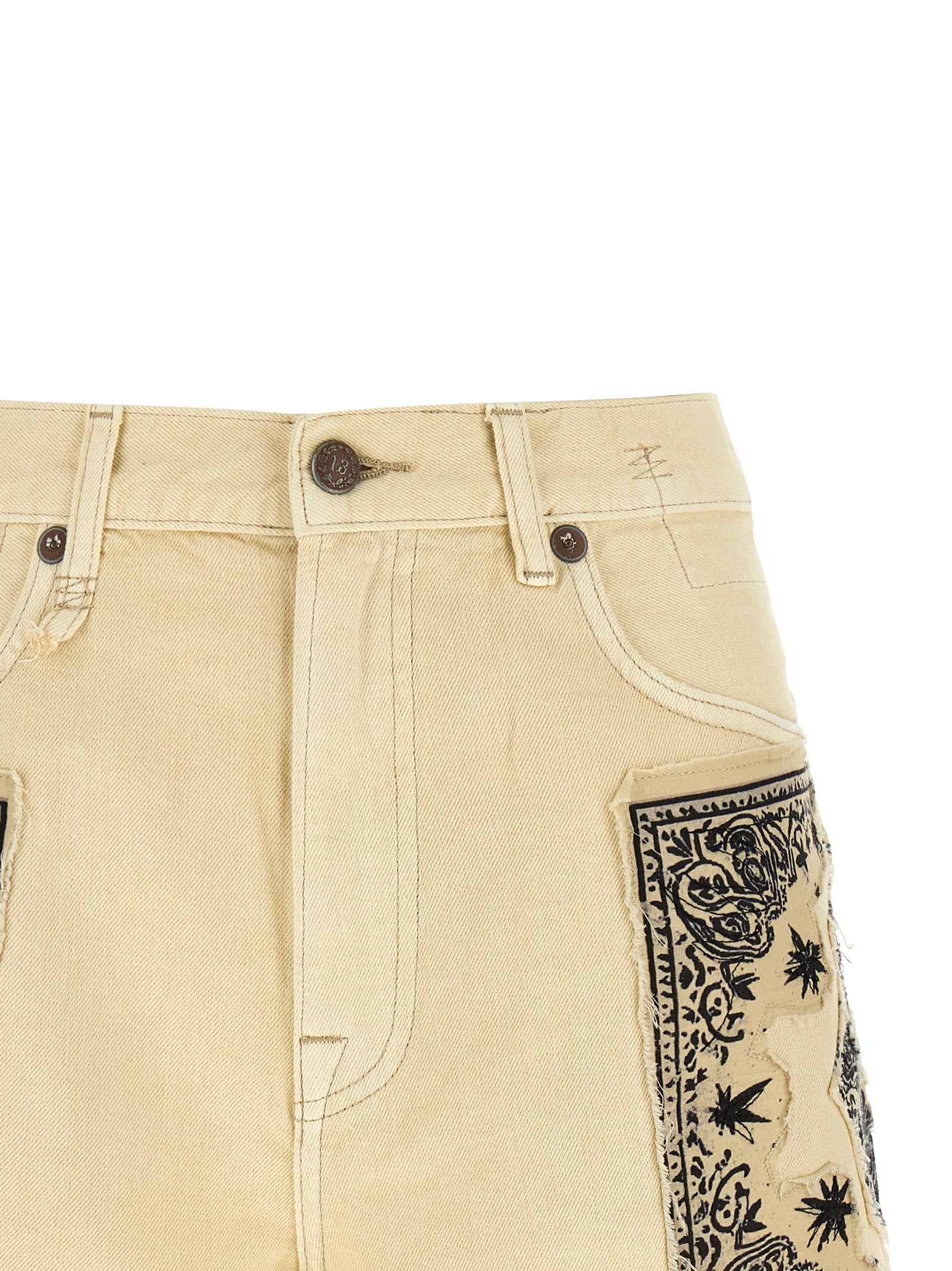 Cotton Denim X-BF Shorts with Bandana Inserts