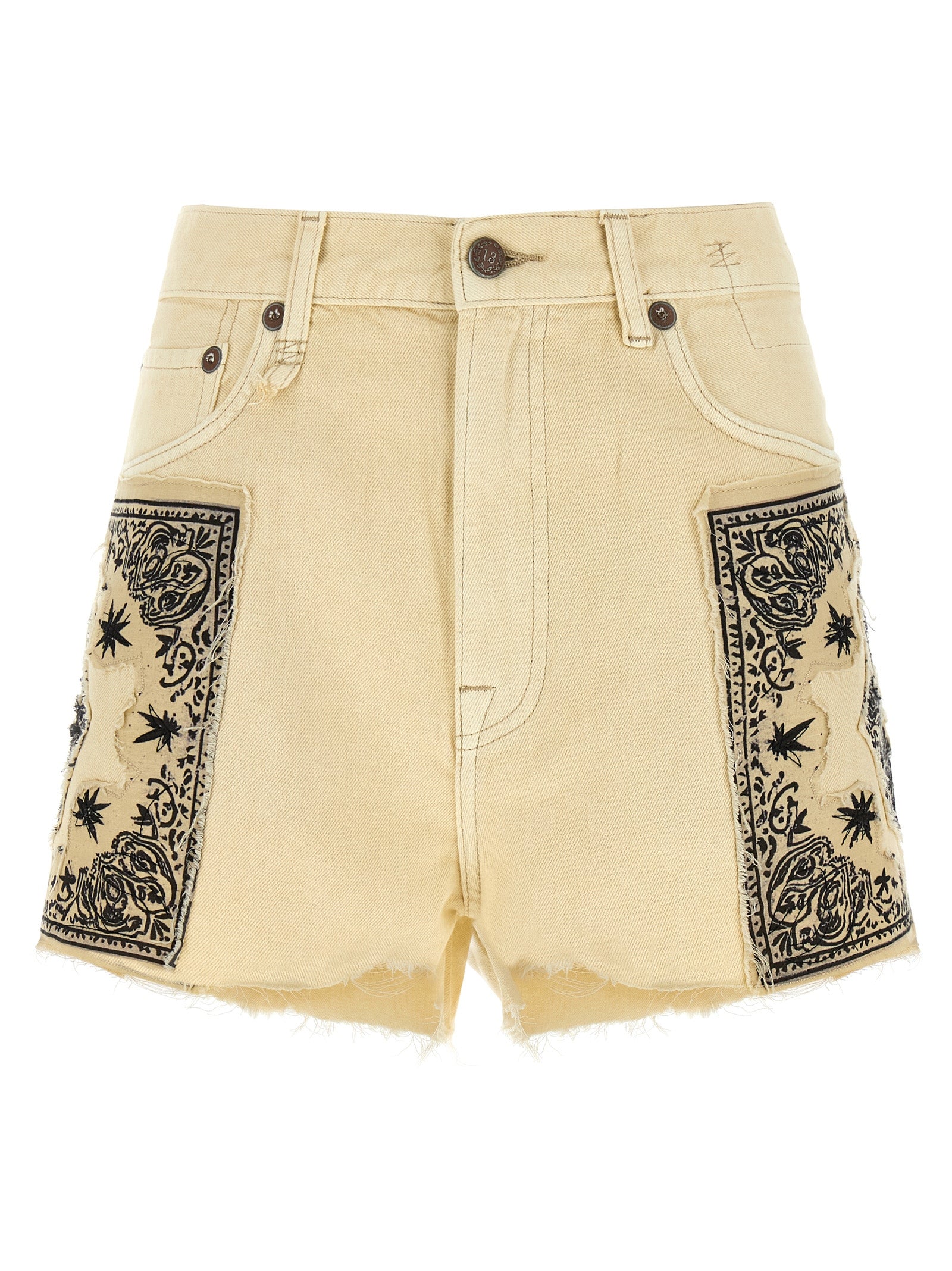 Cotton Denim X-BF Shorts with Bandana Inserts