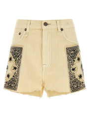 Cotton Denim X-BF Shorts with Bandana Inserts