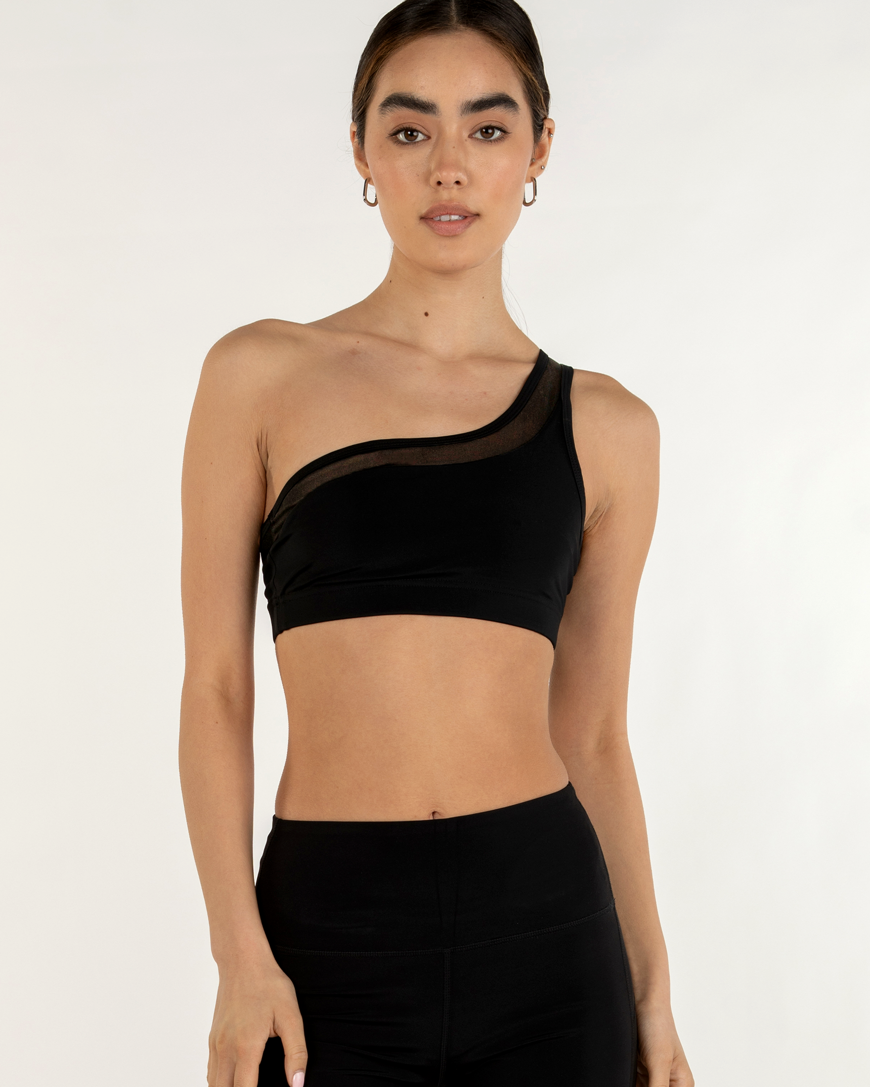 On Duty Mesh One Shoulder Silkiflex™ Bra-rebody-Midnight Black-XS-Urbanheer