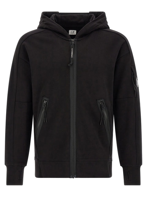 C.p. Company Diagonal Raised Fleece Sweatshirt With Lens Detail