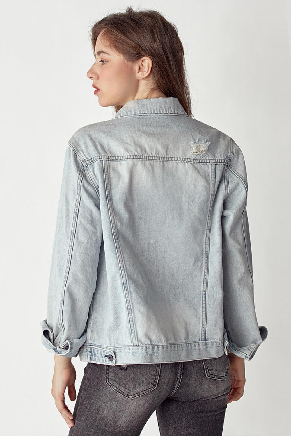 Risen Distressed Button Up Jacket-Risen-Light-S-Urbanheer