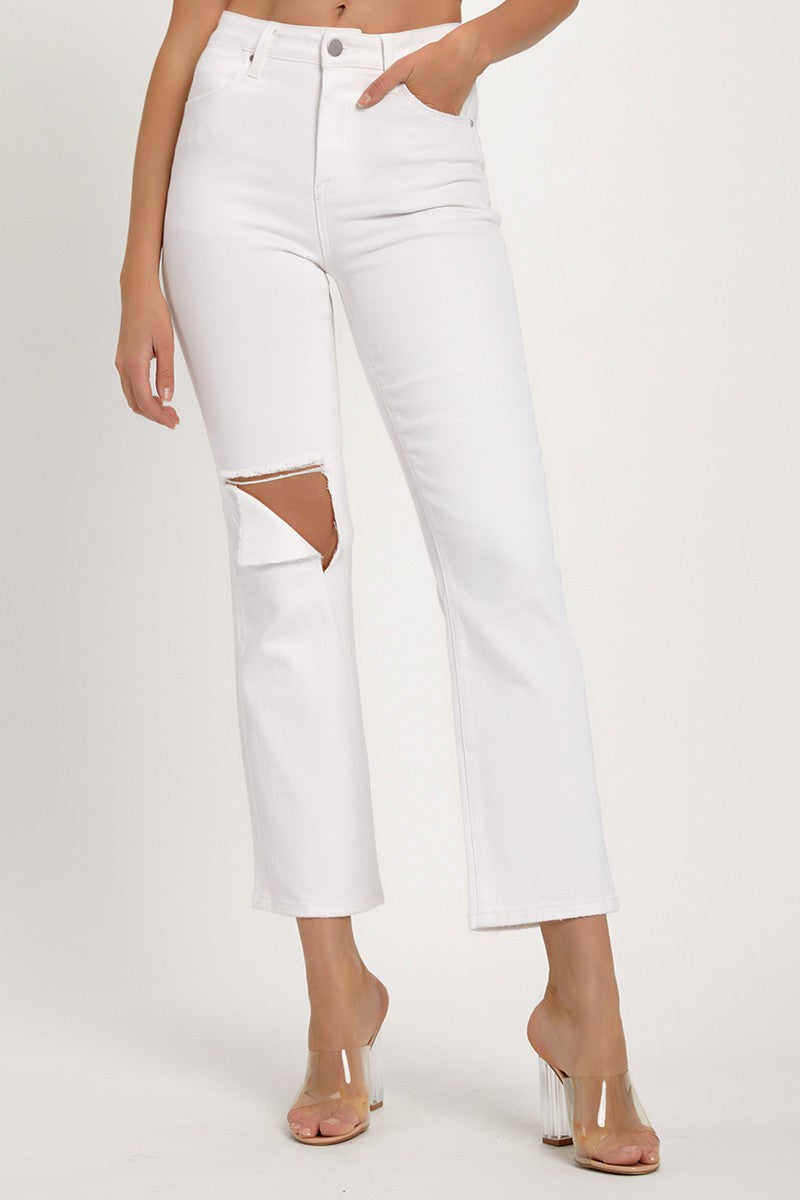 RISEN Full Size Distressed Cropped Straight Jeans-Risen-White-0(24)-Urbanheer