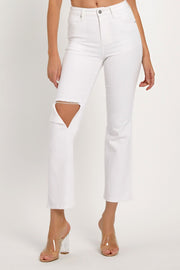 RISEN Full Size Distressed Cropped Straight Jeans-Risen-White-0(24)-Urbanheer