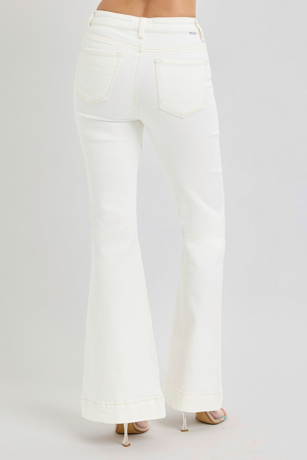 RISEN Full Size High Rise Front Patch Pocket Flare Jeans-Risen-Cream-15(32)-Urbanheer
