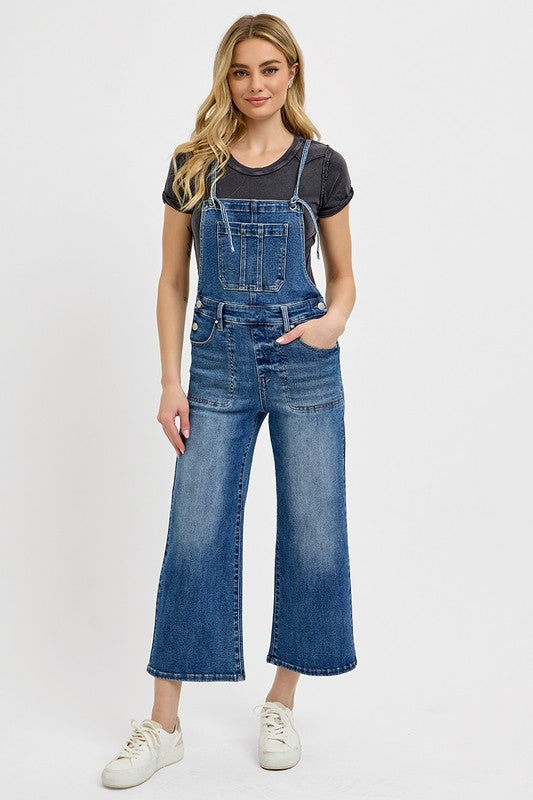 RISEN Full Size Knotted Strap Denim Overalls with Pockets Plus Size-Risen-Dark-1XL-Urbanheer