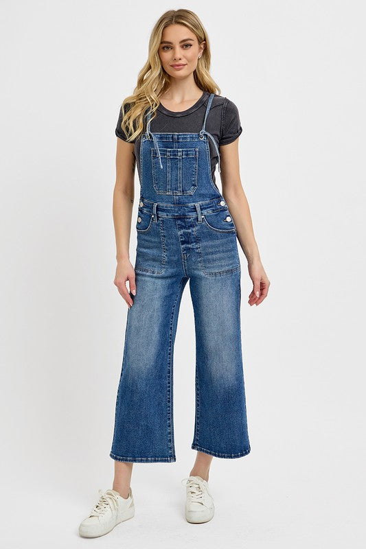 RISEN Full Size Knotted Strap Denim Overalls with Pockets Plus Size-Risen-Dark-1XL-Urbanheer