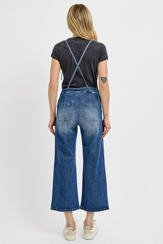 RISEN Full Size Knotted Strap Denim Overalls with Pockets Plus Size-Risen-Dark-1XL-Urbanheer