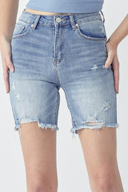 Risen High Rise Distressed Denim Shorts-Risen-Light-S-Urbanheer