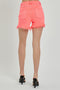 RISEN Raw Hem Asymmetrical Waist Denim Shorts-Risen-Coral Pink-S-Urbanheer