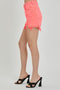 RISEN Raw Hem Asymmetrical Waist Denim Shorts-Risen-Coral Pink-S-Urbanheer