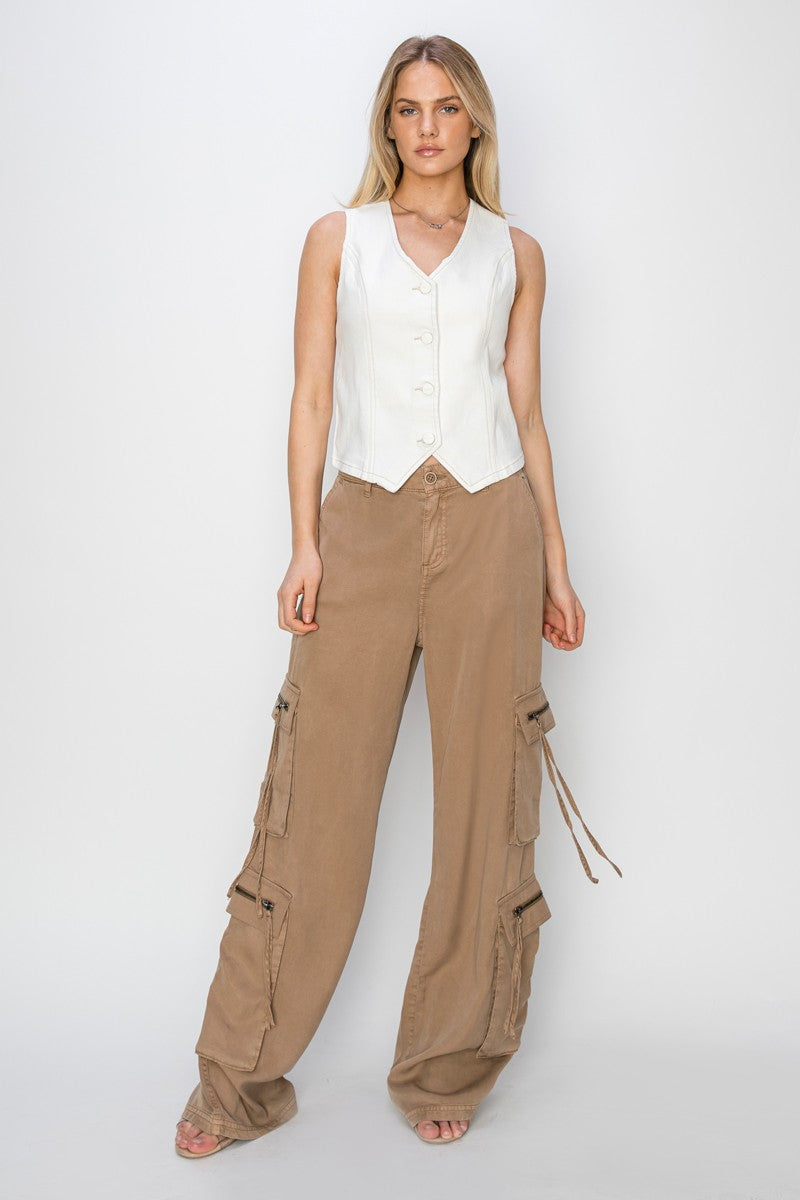 RISEN V Neck Button Down Vest-Risen-White-L-Urbanheer