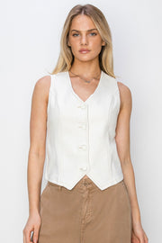 RISEN V Neck Button Down Vest-Risen-White-L-Urbanheer