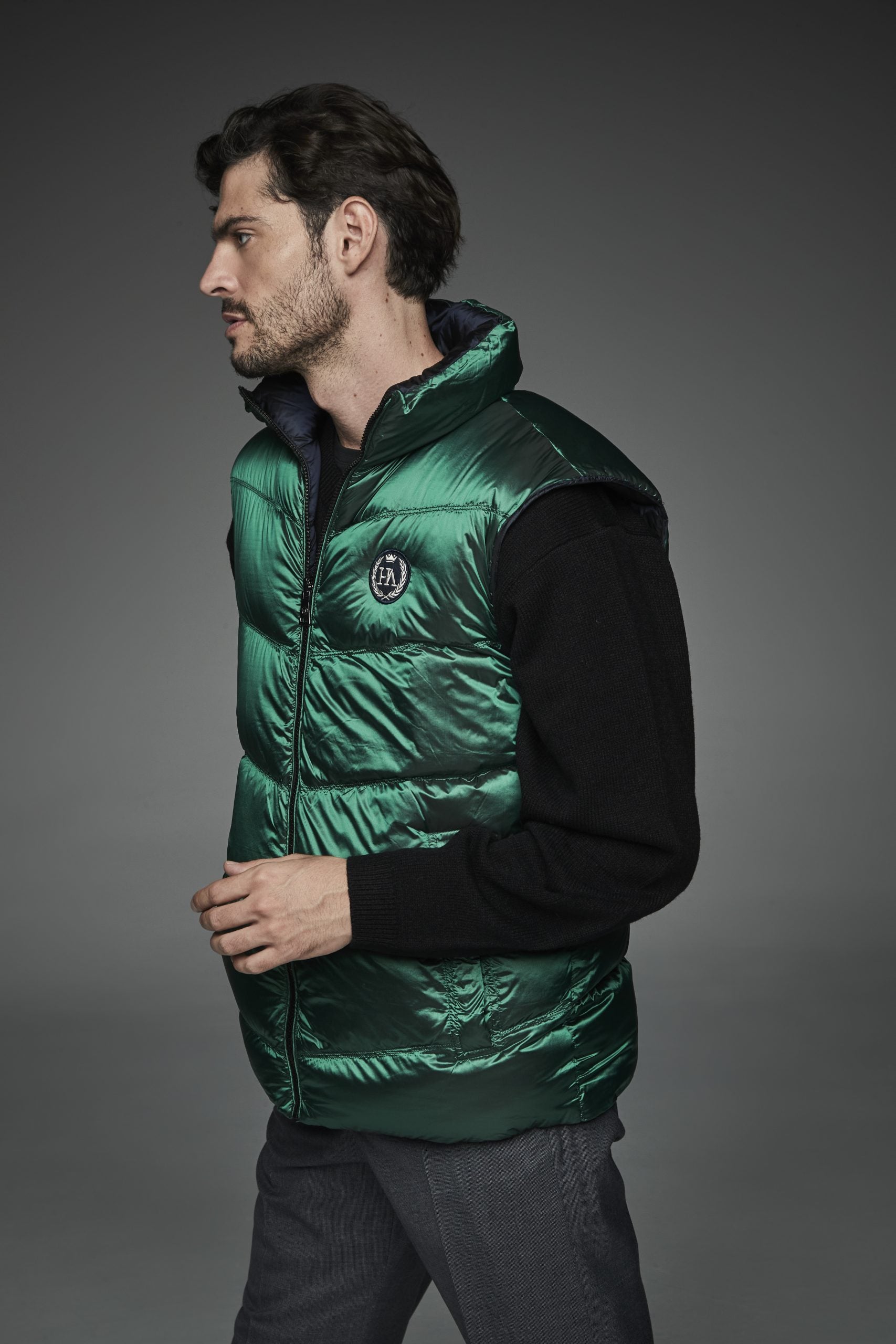 Short vest with reversible mandarin collar ROBIN NAVY-Vest-Henry Arroway-S-Navy-Urbanheer