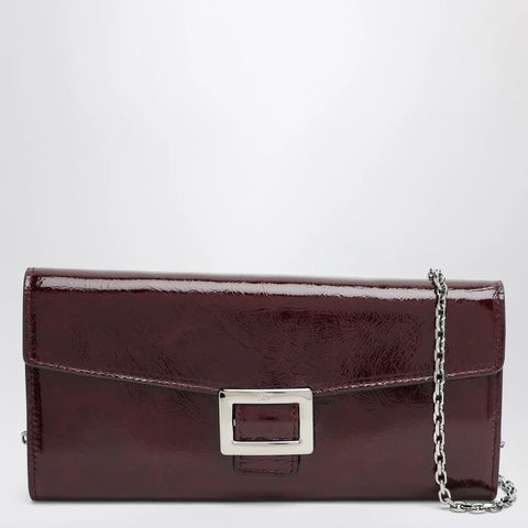 ROGER VIVIER Belle Vivier dark violet patent leather wallet with chain