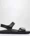 ROGER VIVIER Black leather sandals with crystal buckle