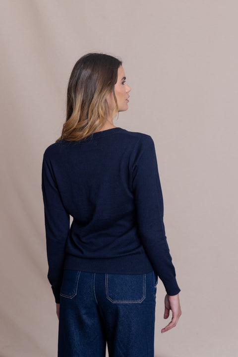 ROSE relaxed-fit jumper with a V-neck.