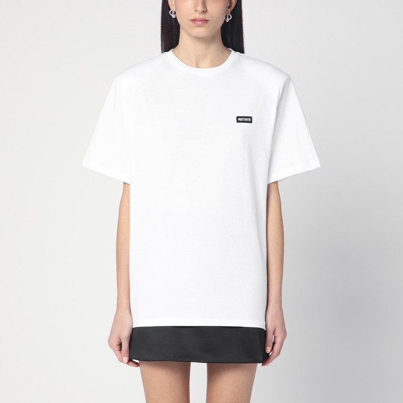 ROTATE Birger Christensen T-shirt over white in organic cotton-Topwear-ROTATE Birger Christensen-40-Urbanheer