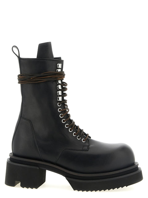 Rick Owens Lace Up Bogun Combat Boots