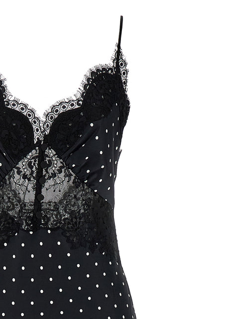 Self-Portrait Polka Dot Satin Lace Maxi Dress