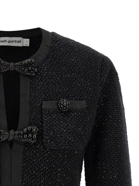 Self-Portrait Black Sequin Knit Mini Dress