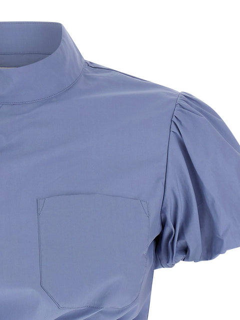 Self-Portrait Blue Cotton Tie Side Top