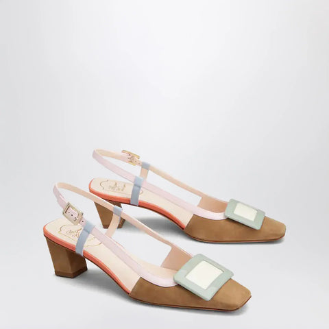 ROGER VIVIER Belle Vivier multicoloured suede slingback