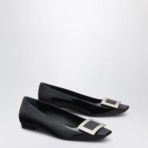 ROGER VIVIER Belle Vivier black patent leather ballet flats