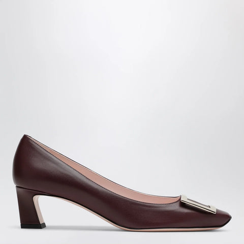 ROGER VIVIER Dark burgundy leather Trompette Décolleté