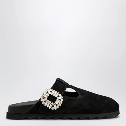 ROGER VIVIER Black suede Mule Slidy Viv