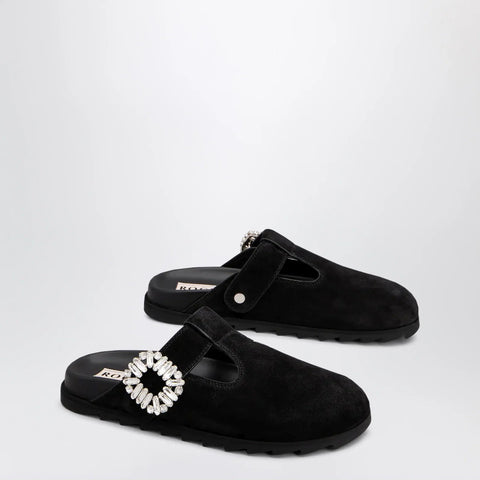 ROGER VIVIER Black suede Mule Slidy Viv