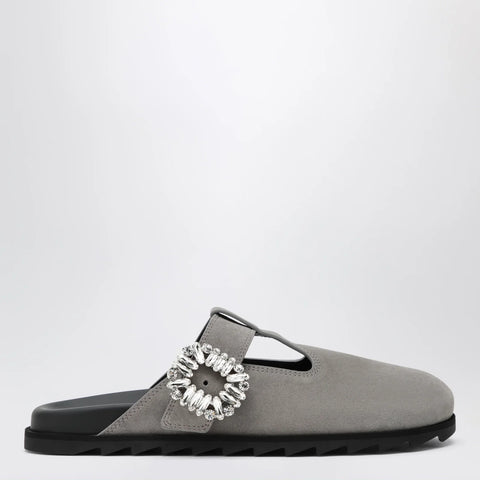ROGER VIVIER Slidy Viv Mules in suede clay-coloured